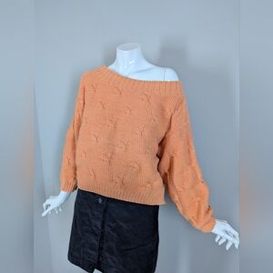 Vintage Benetton Italy Sweater 90s Cropped Knit Slouchy Balloon Sleeve Small